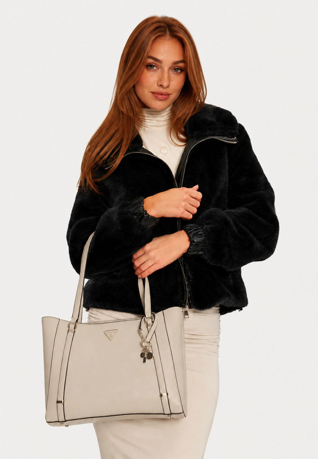 Borsa a tracolla Guess Daryna 2 scomparti Bone