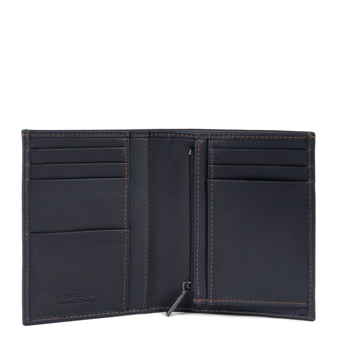 Lancaster Wallet Folded M Soft Vintage Men Dark Blue - Camel