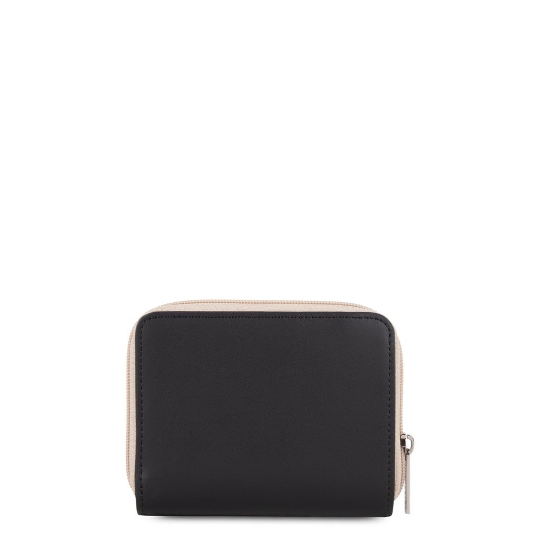 Lancaster Portefeuille dos à dos Zippé autour Smooth Noir - Nude Clair - Nude Foncé