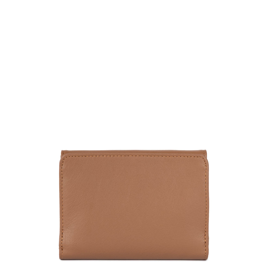 Lancaster Portefeuille A rabat avec pression Soft PM Camel