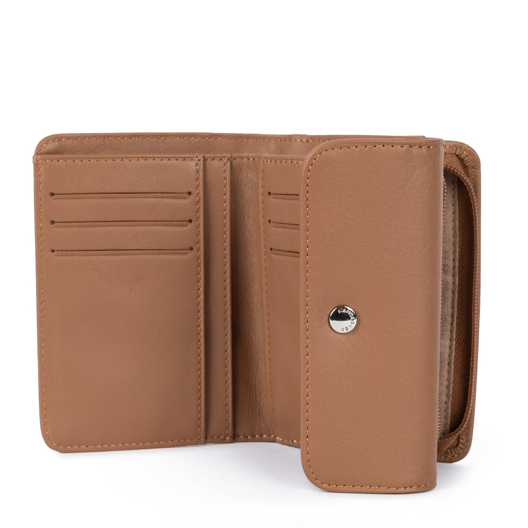 Lancaster Portefeuille A rabat avec pression Soft PM Camel