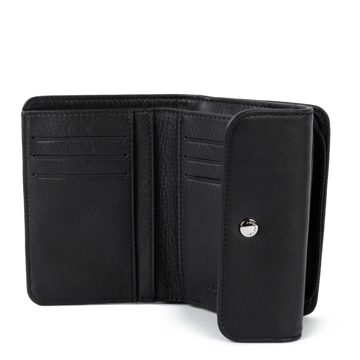 Lancaster Portafoglio con patta e bottone a pressione Soft PM Nero