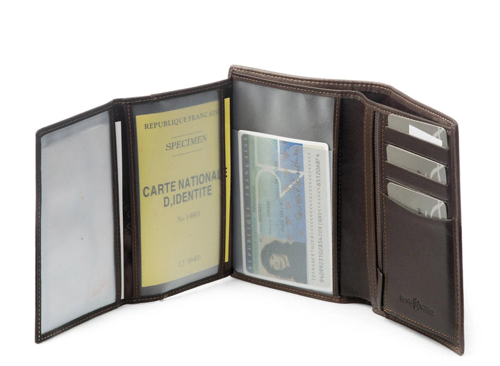 Portemonnee leer David William Deco anti-diefstal Bruin