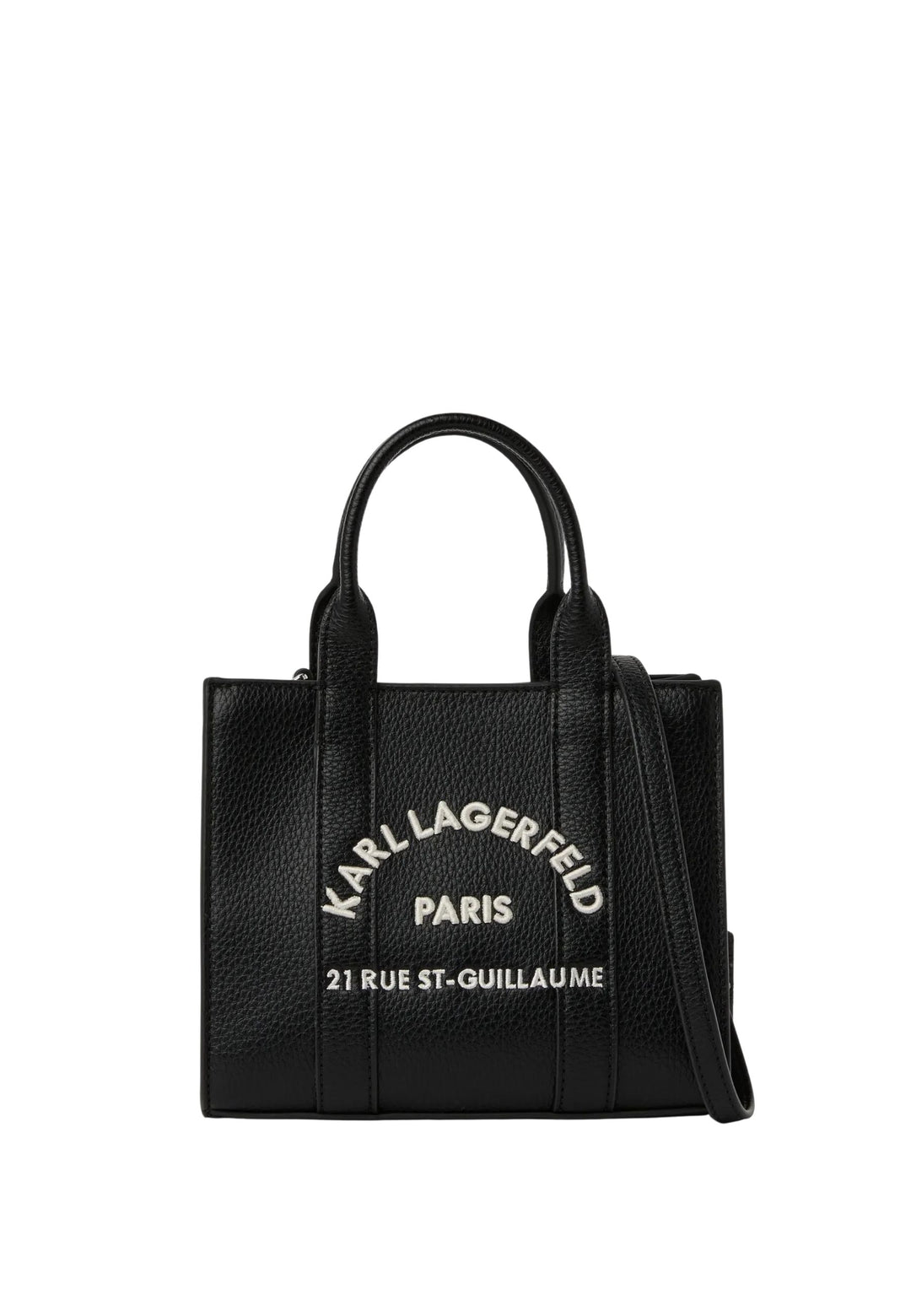 Karl Lagerfeld Mini firkantet tote i kornet hvid & sort