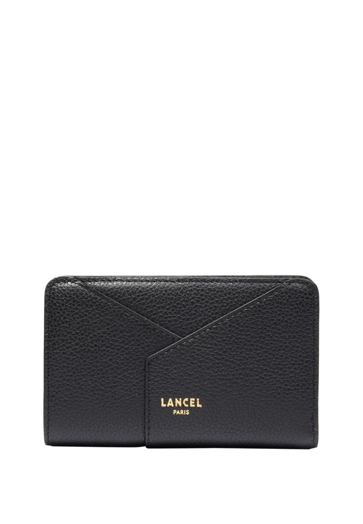 Lancel Enveloppe Portefeuille Rectangulaire Zippé Cuir Noir