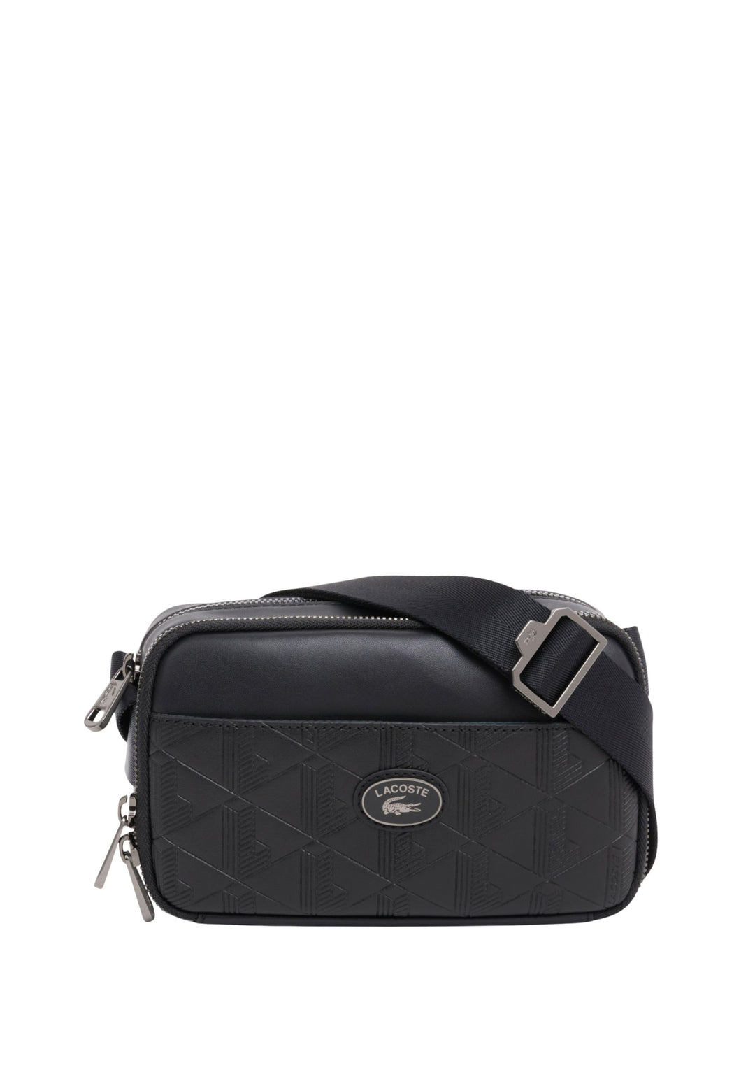 Lacoste Sacoche monogramme en cuir Noir