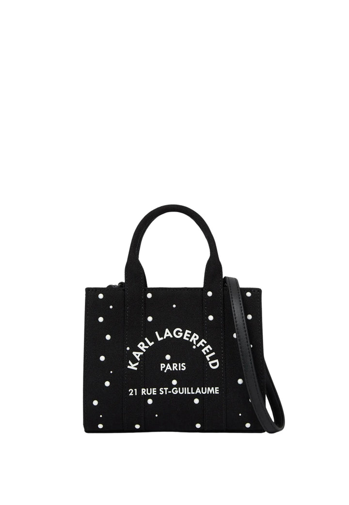 Karl Lagerfeld Mini fyrkantig shoppingväska i bomull med pärlor