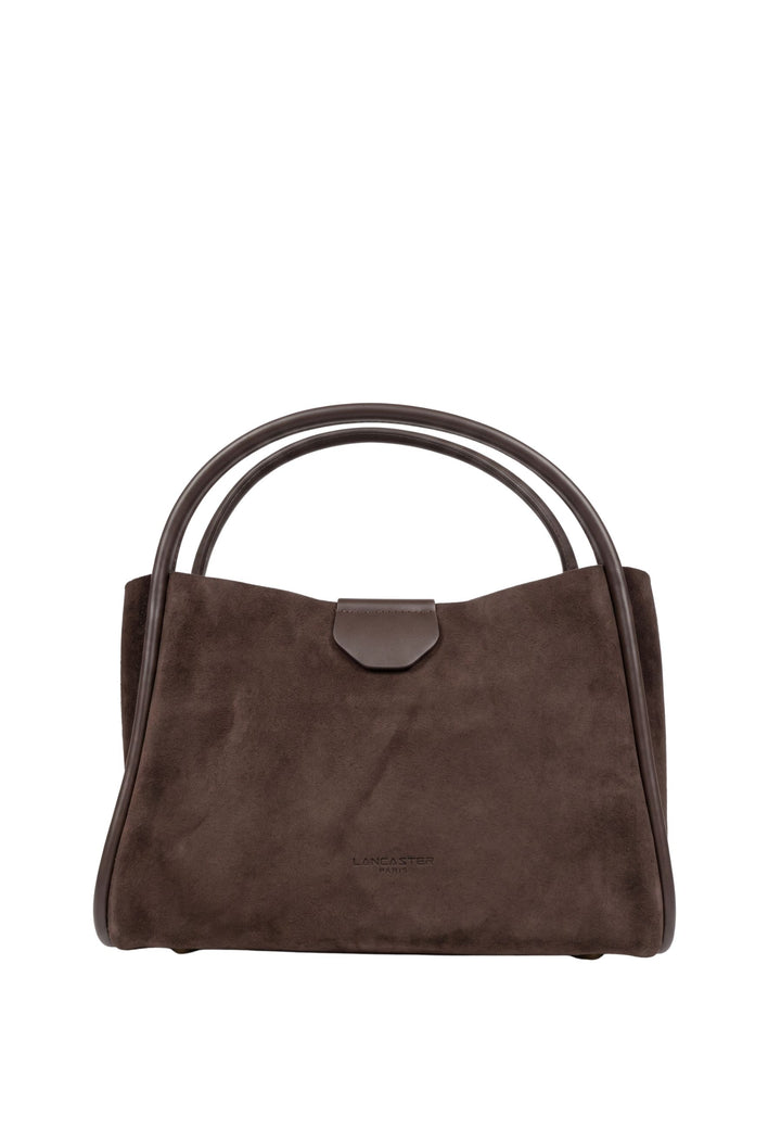 Lancaster Medium Magnetic Handbag Suède Ida Brown