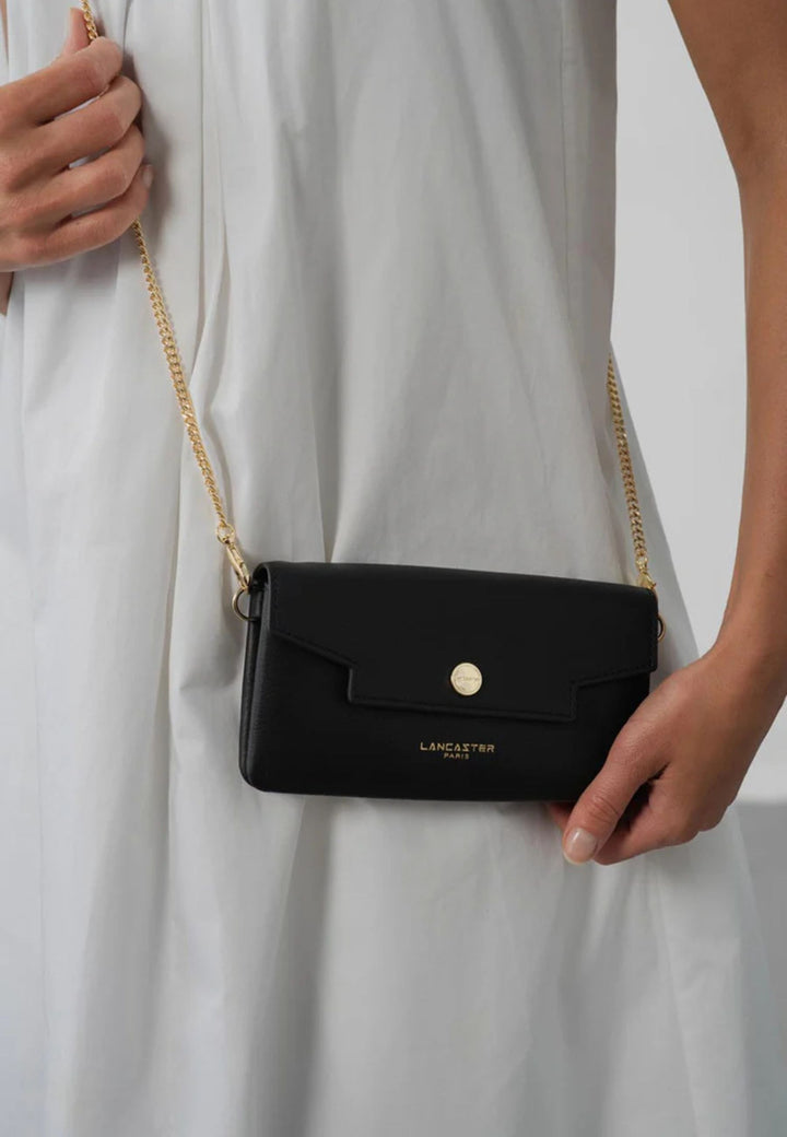 Pochette com aba e mola S Mademoiselle Grace Lancaster Preto