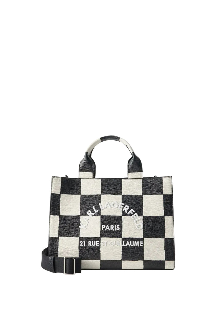 Karl Lagerfeld fyrkantig tote i svart och vitt damier