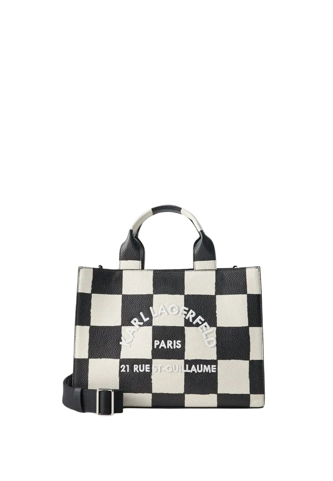 Karl Lagerfeld fyrkantig tote i svart och vitt damier
