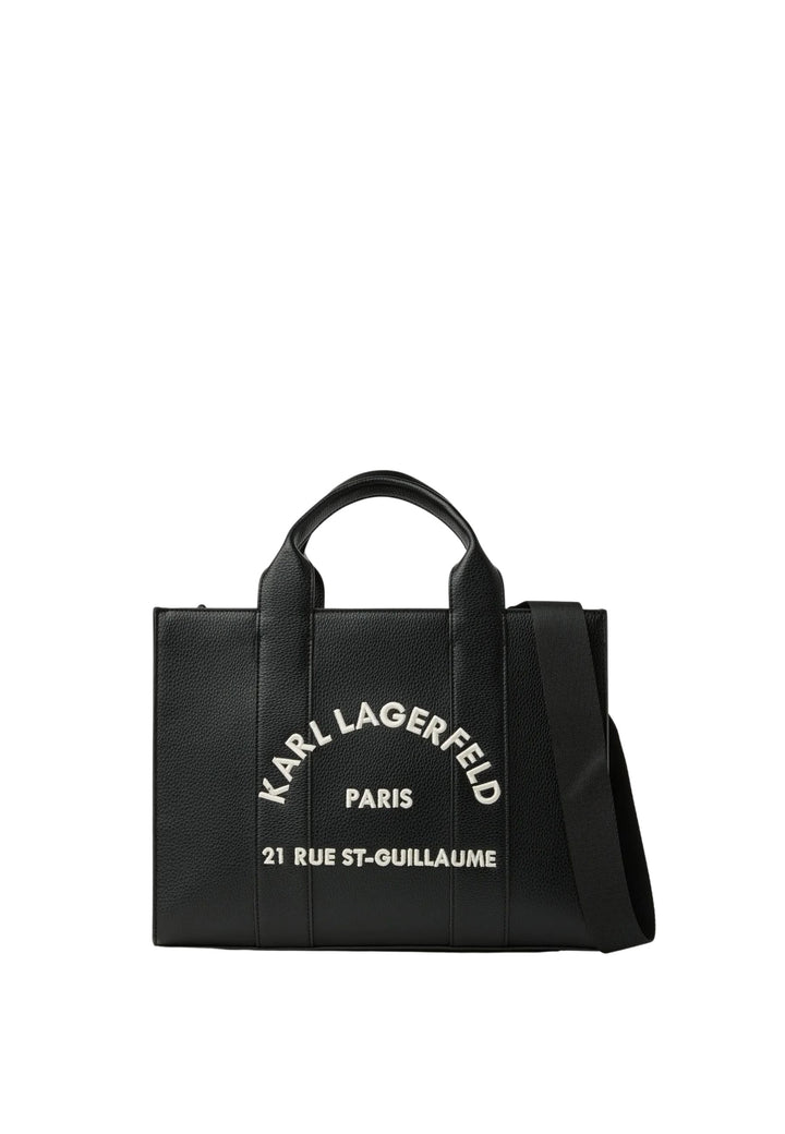 Karl Lagerfeld firkantet tote i hvidt og sort kornet læder
