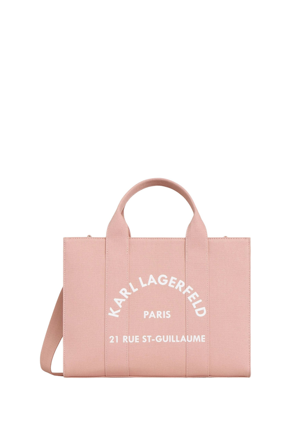Karl Lagerfeld firkantet tote i pudderrosa bomuld