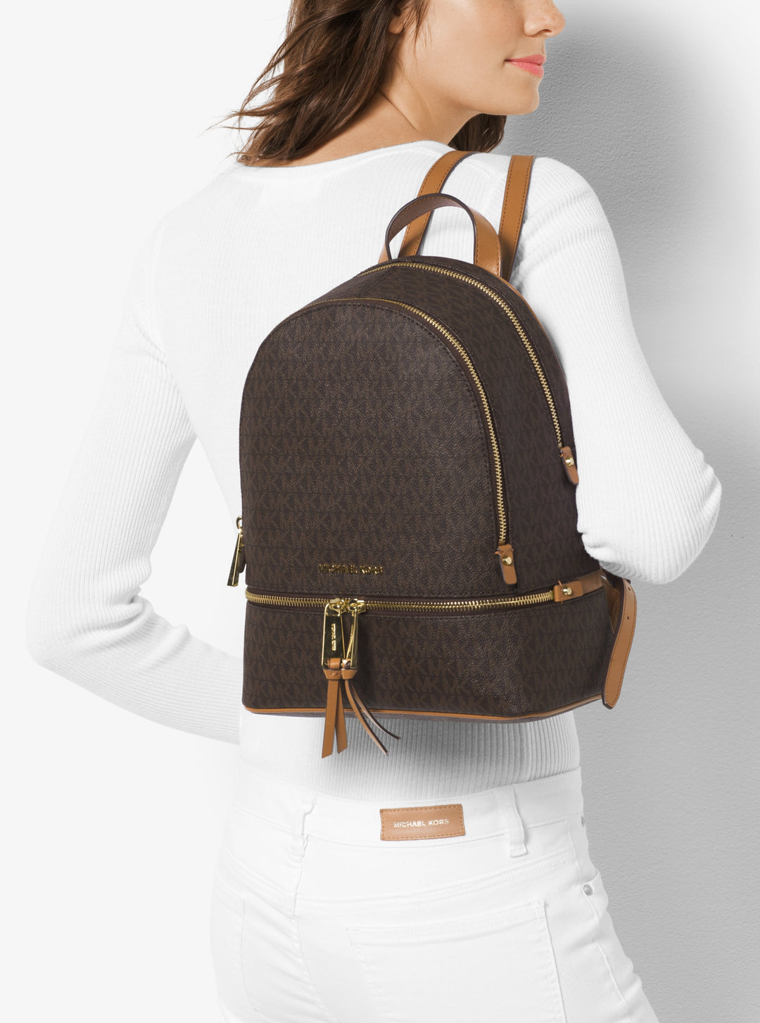 Michael Kors Batoh Rhea Zip 30S7GEZB1B hnědý