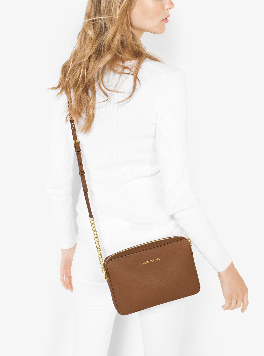 Michael Kors Jet Set Skuldertaske i læder - Brun