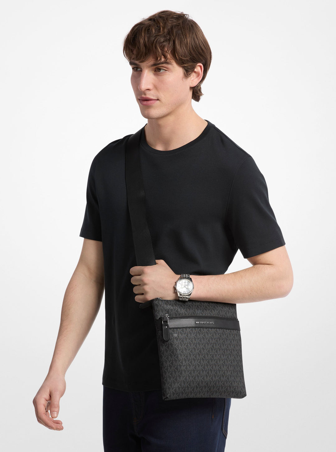 Michael Kors Taška Hudson s logem Signature 33T5LHDM1B Černá
