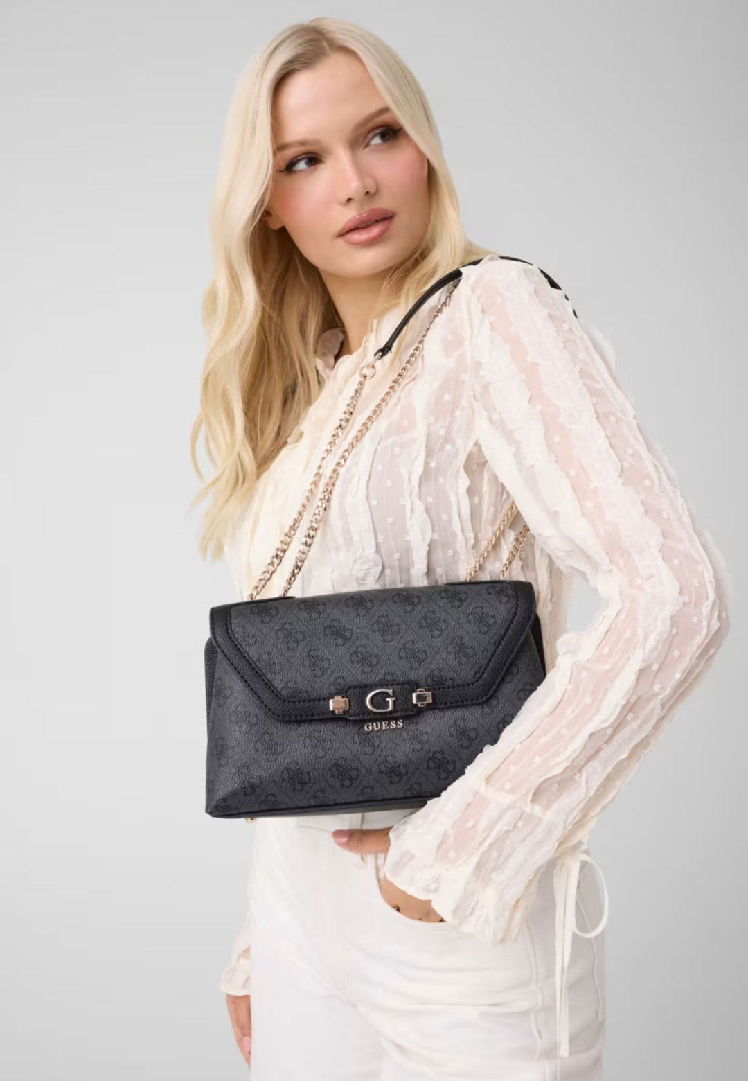 Guess Taske med klap Lindsey Kul logo