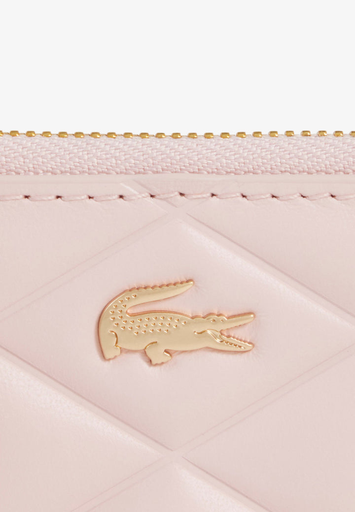 Lacoste Porte-monnaie Crocodelle Cuir Rose Nidus