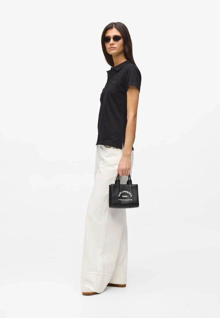 Karl Lagerfeld Mini firkantet tote i kornet hvid & sort