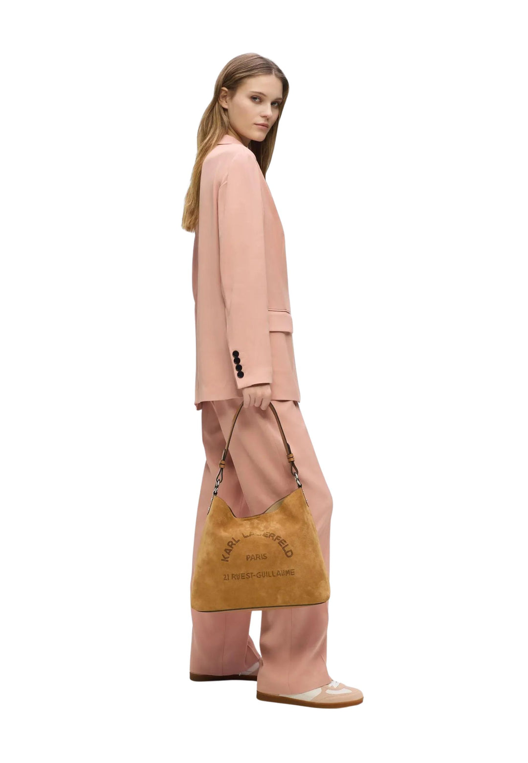Karl Lagerfeld Hobo-Tasche aus Wildleder in Karamell