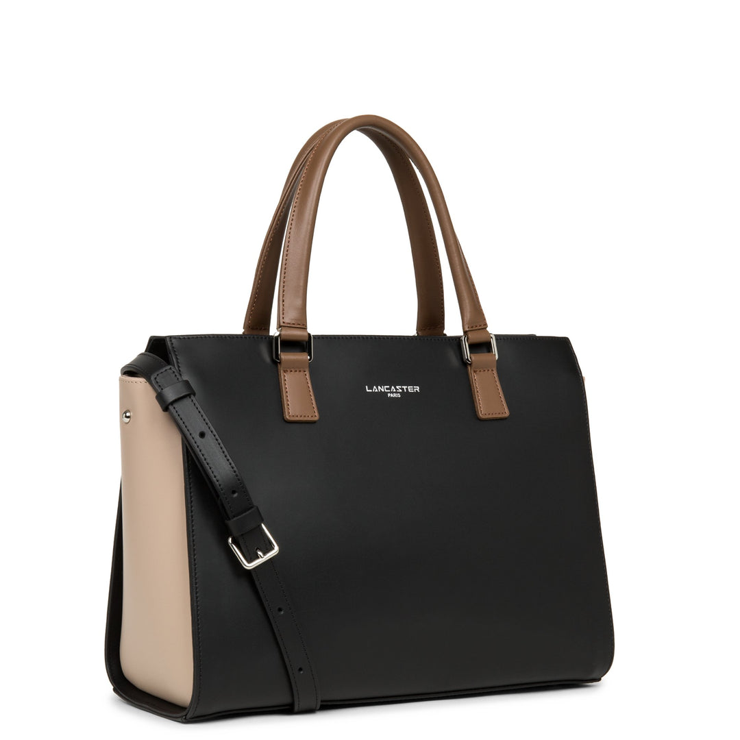 Lancaster Borsa Shopper a mano Con zip L Smooth Nero - Nude - Visone
