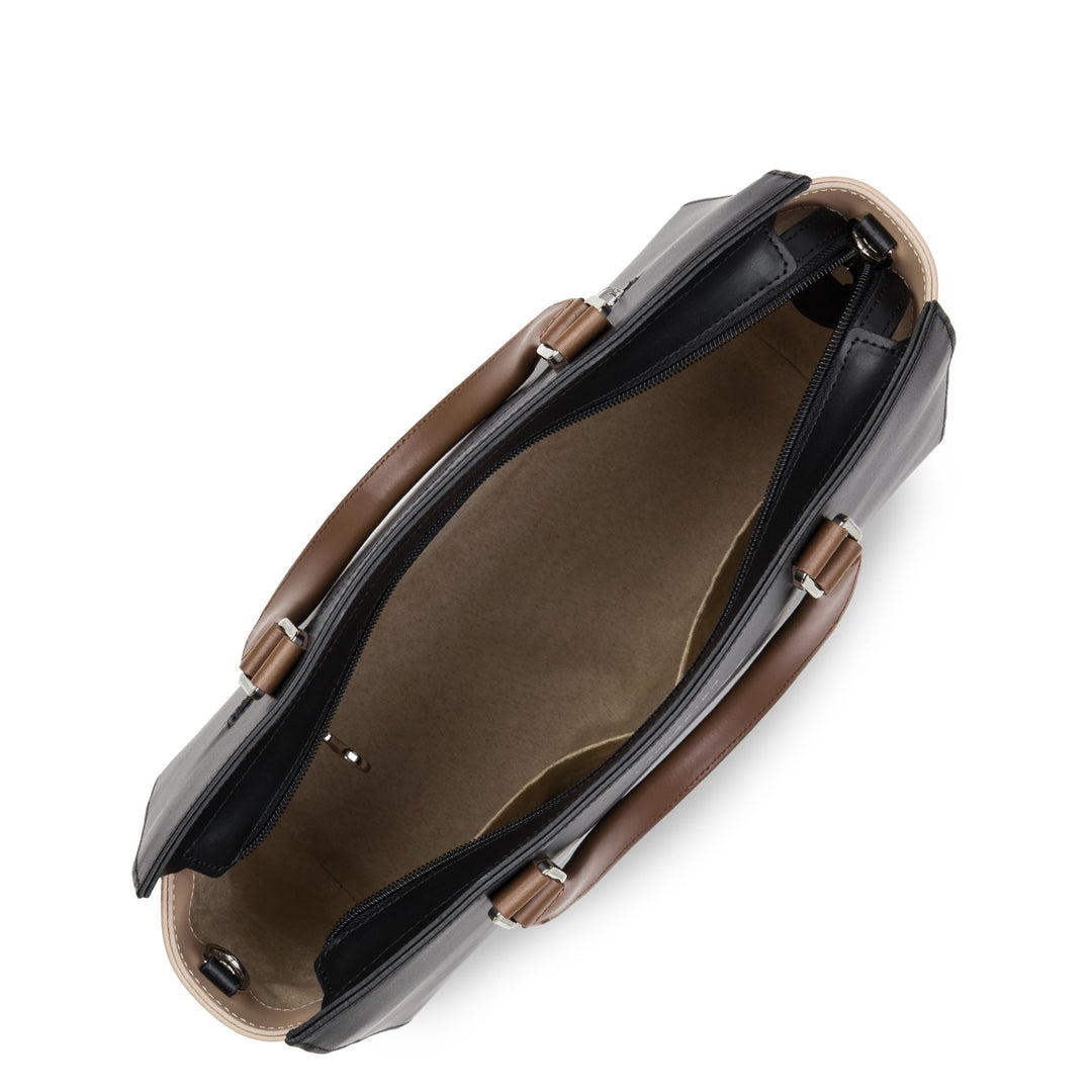 Lancaster Borsa Shopper a mano Con zip L Smooth Nero - Nude - Visone