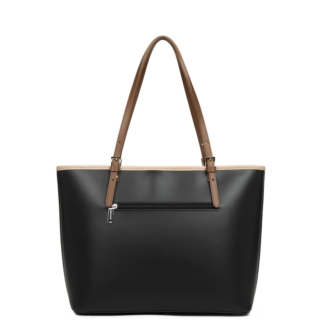Lancaster Sac cabas épaule Zippée L Smooth Noir - Nude - Vison