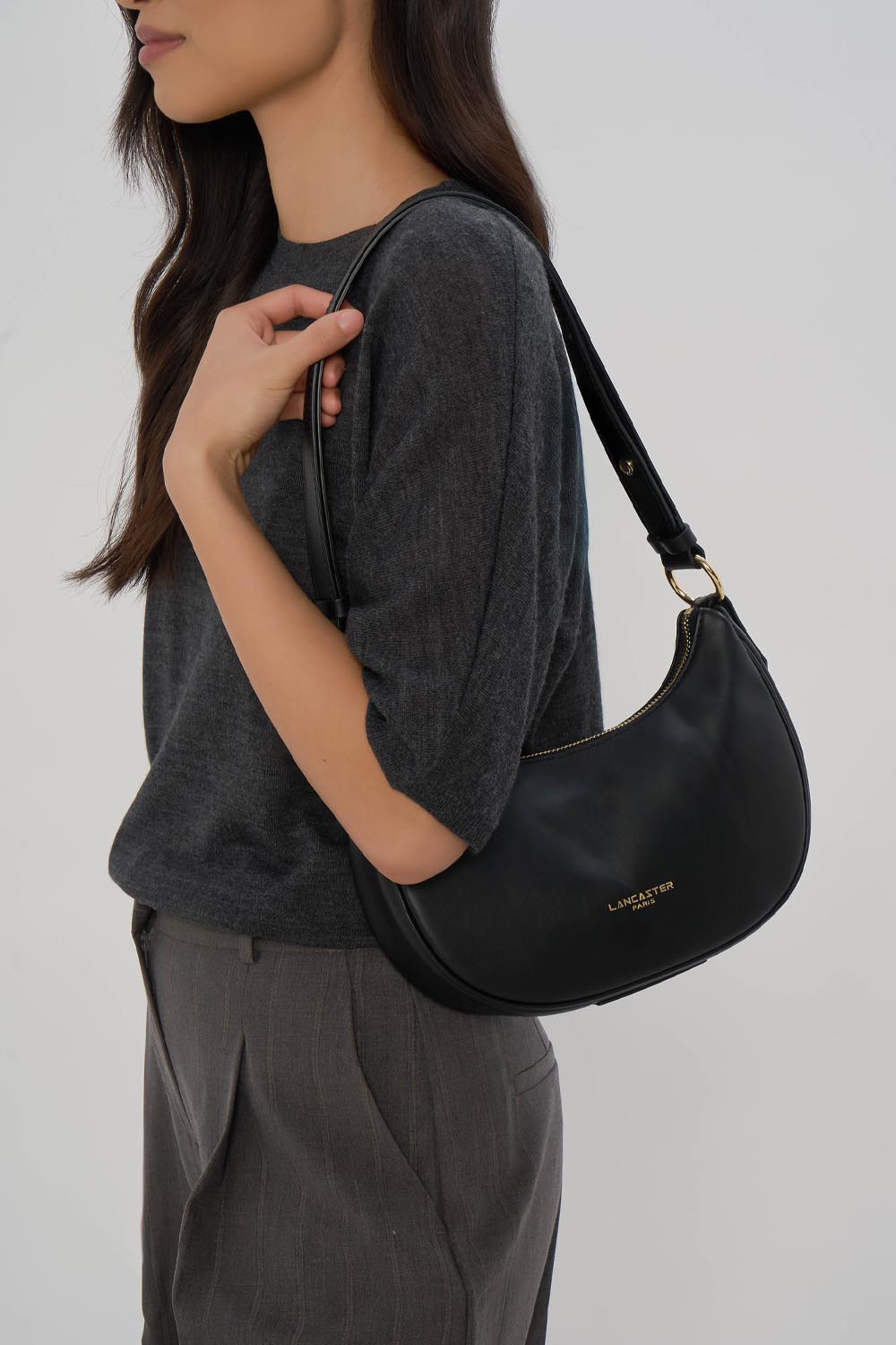 Lancaster Sac besace Zippé S Donna Aria Noir