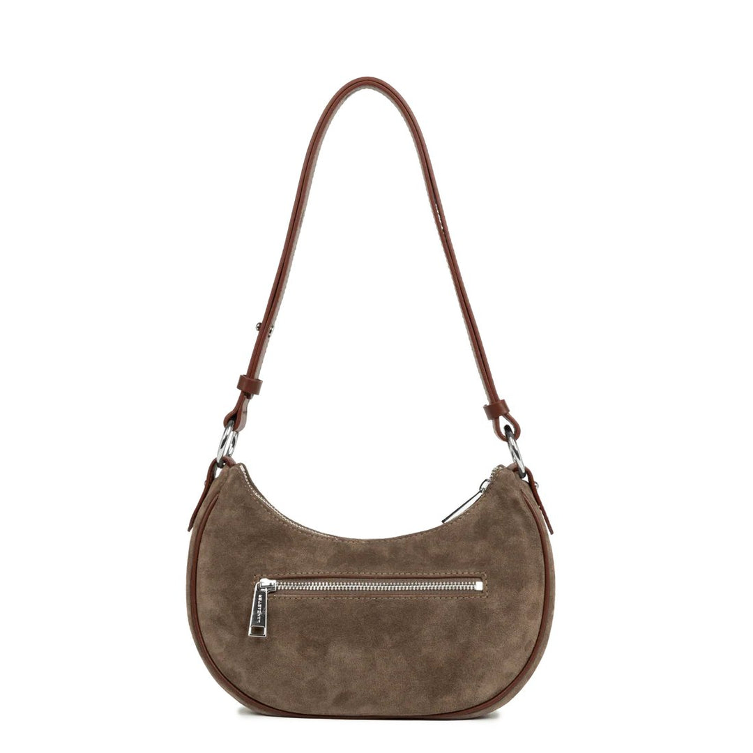 Lancaster Sac besace Zippé S Suède Châtaigne