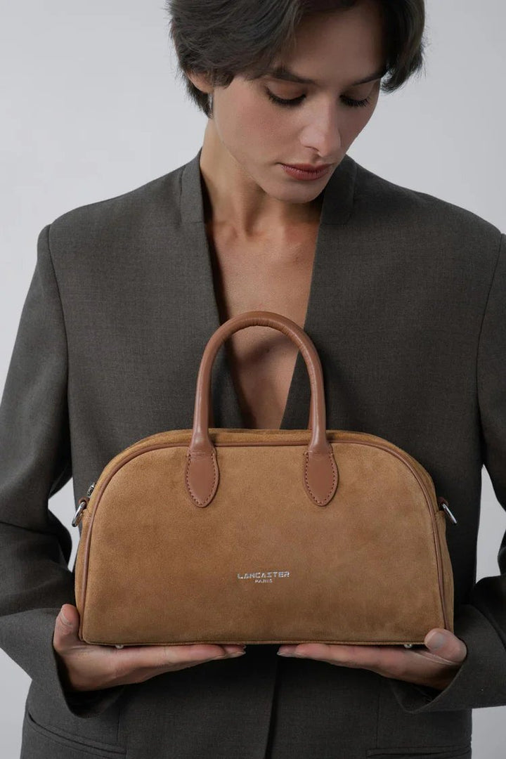 Lancaster Handväska bowling Zip M Suede 480-085 Kamel