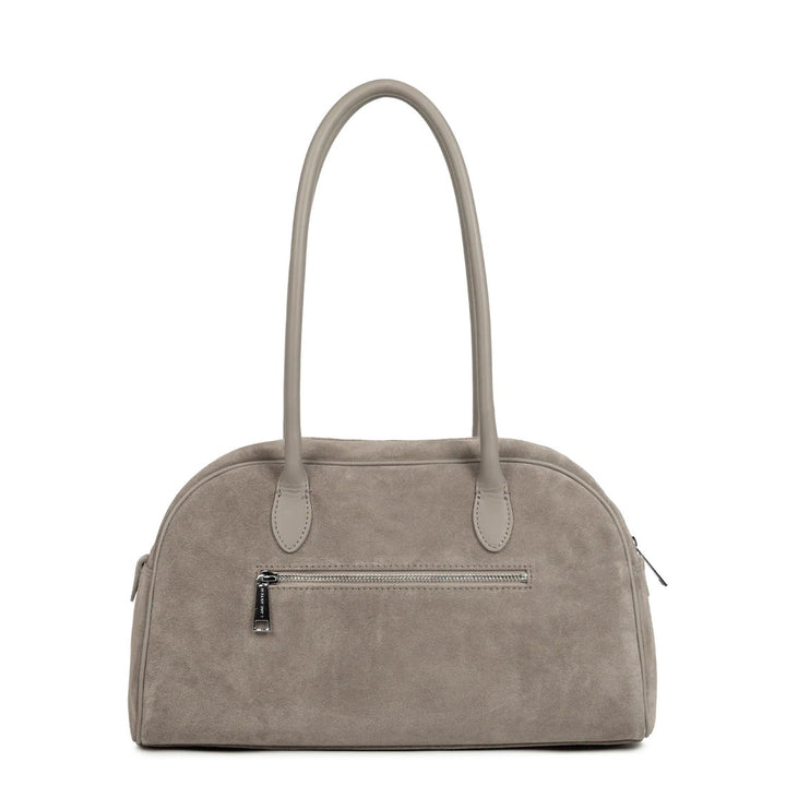 Lancaster Bolsa tote ombro com zíper de camurça 480-086 Pedra Escura
