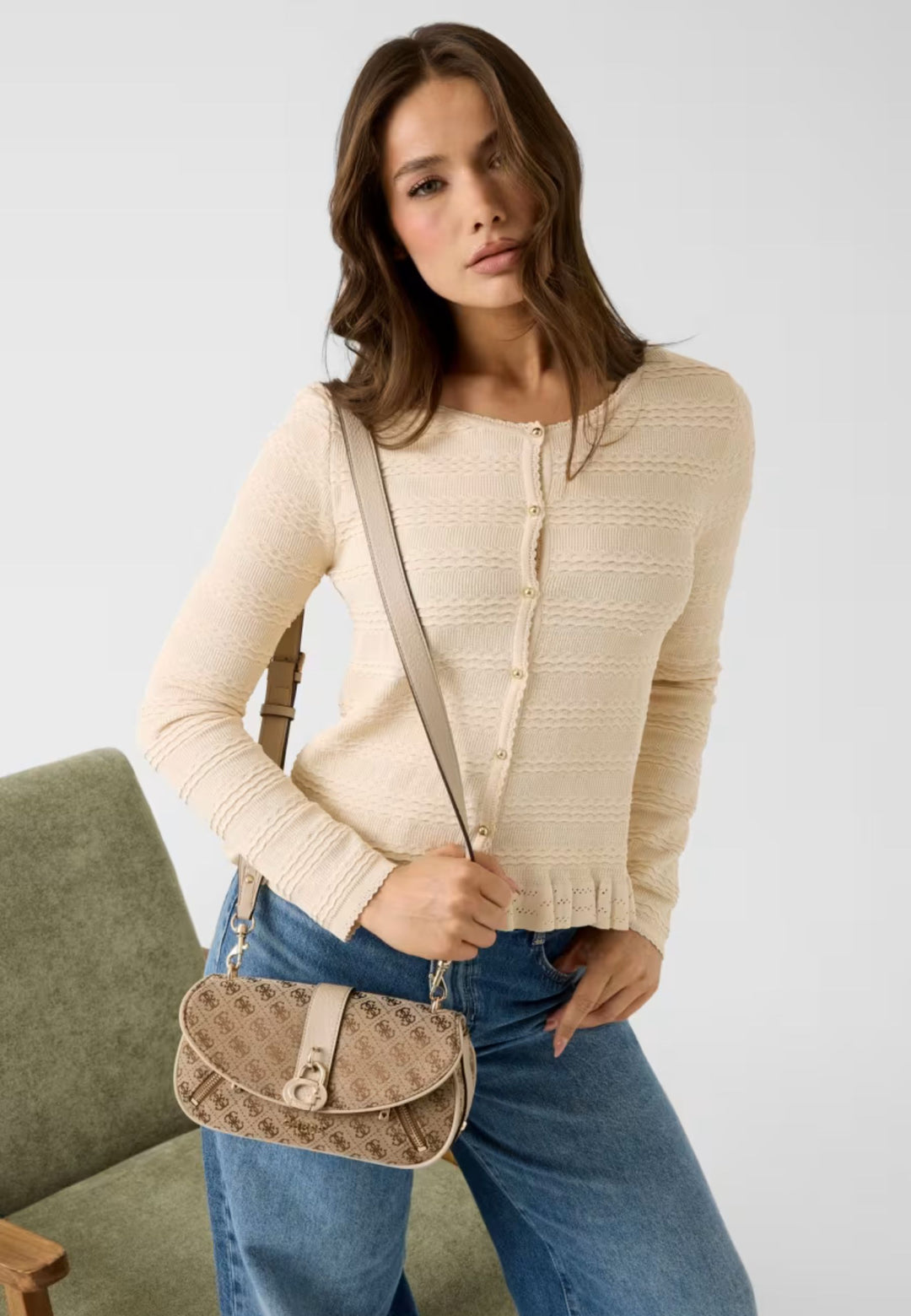 Guess Sac Bandoulière Jessa Girlfriend Sat Latte Logo