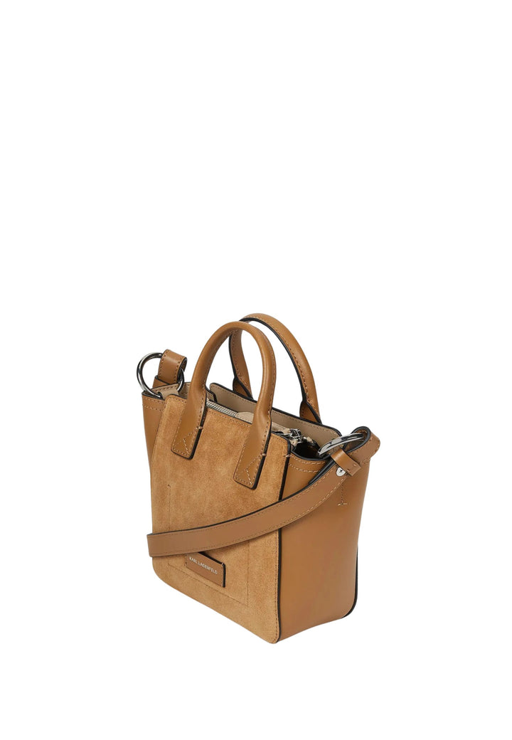 Karl Lagerfeld Mini Tote in camoscio color caramello
