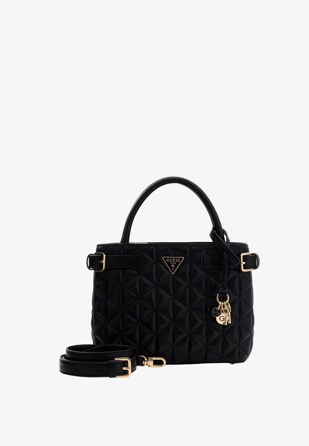 Guess Mini sac à main matelassé Paisleigh Black