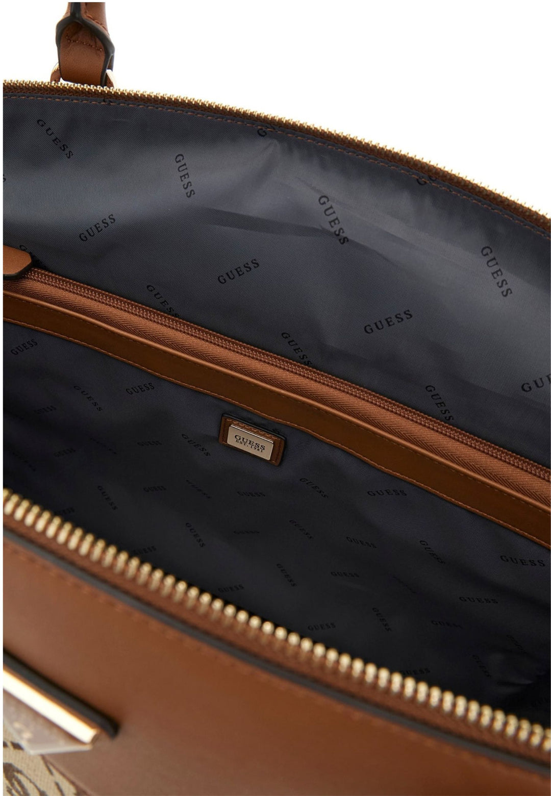 Guess Nákupní taška Audrey Monogramme koňaková s logem