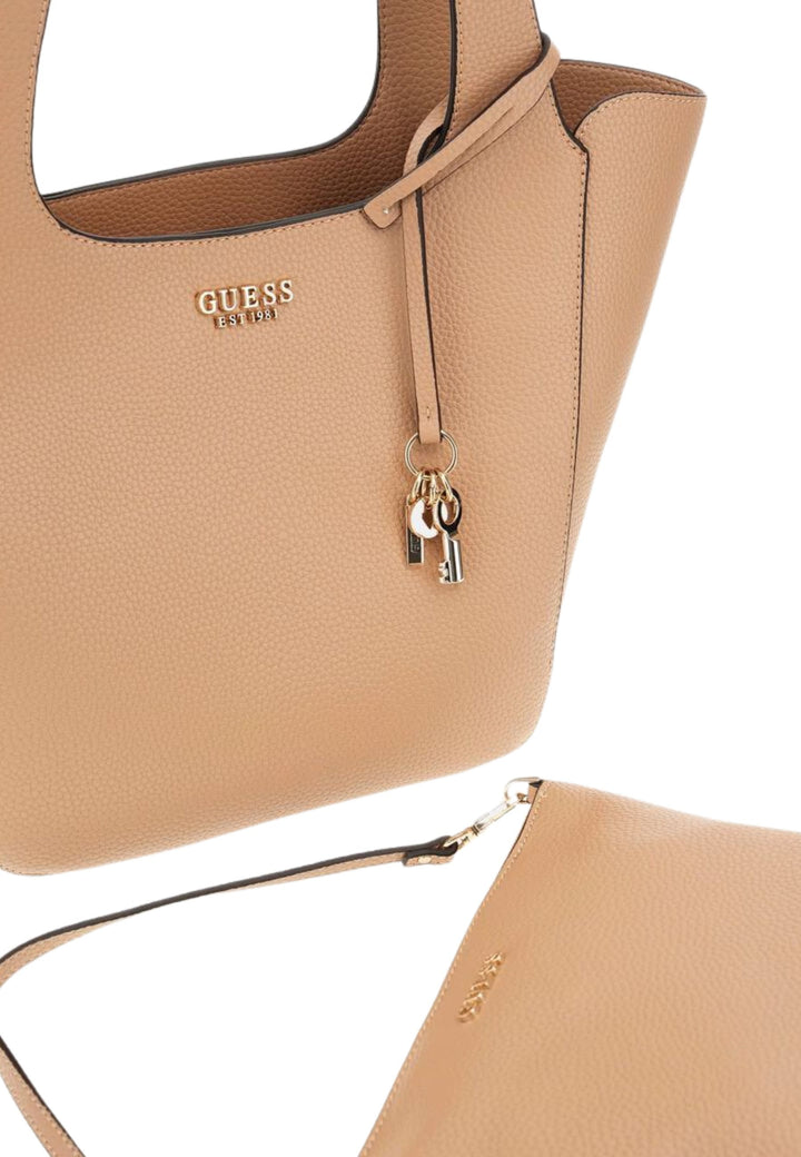 Borsa a tracolla Guess Anadela 3 scomparti Beige