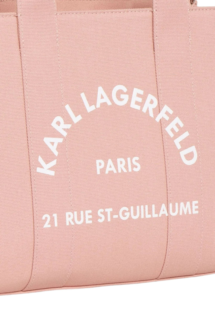 Karl Lagerfeld firkantet tote i pudderrosa bomuld