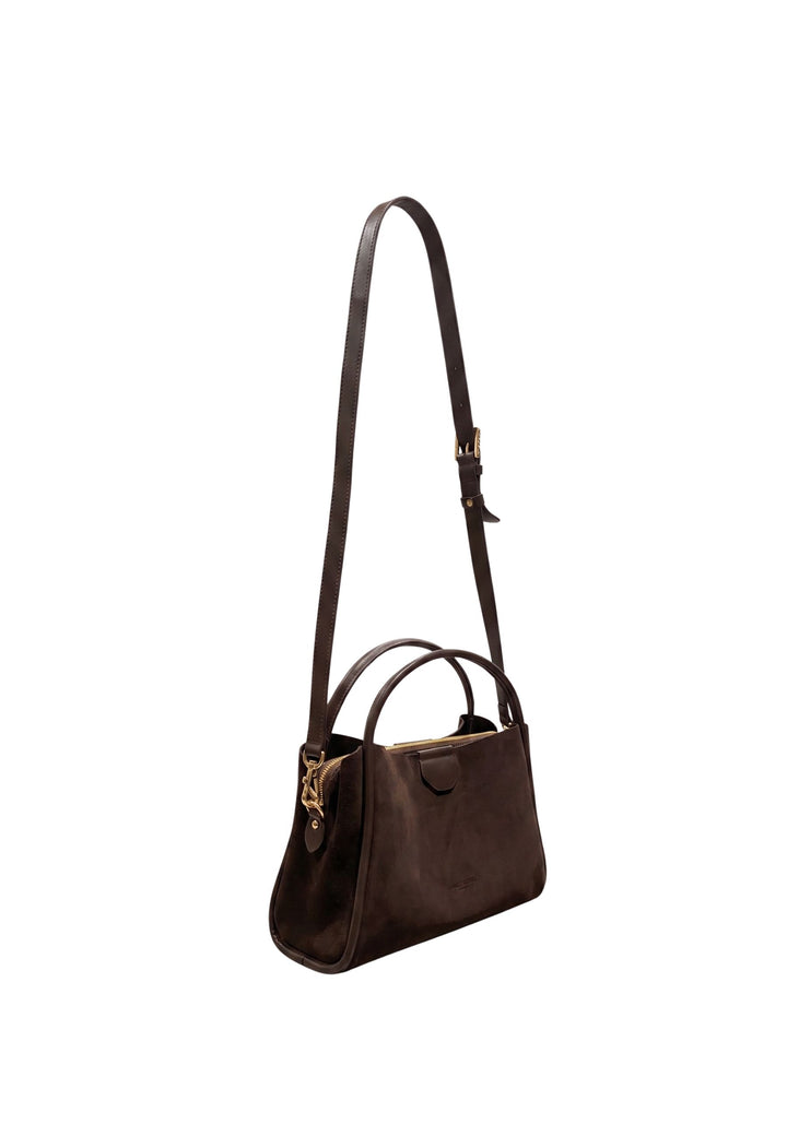 Lancaster Medium Magnetic Handbag Suède Ida Brown