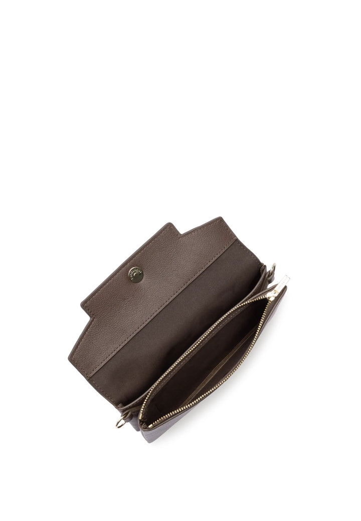 Pochette com aba e mola S Mademoiselle Grace Marron