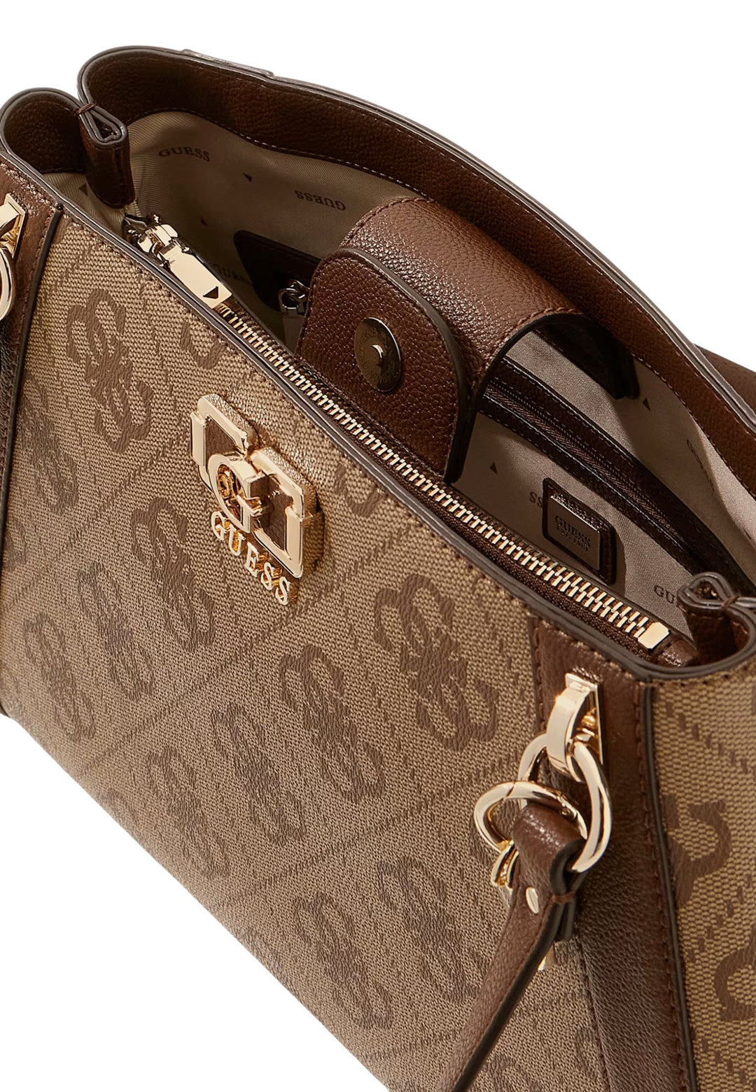 Guess Sacs à main Karnilla Logo Bucket Latte Logo/Brown