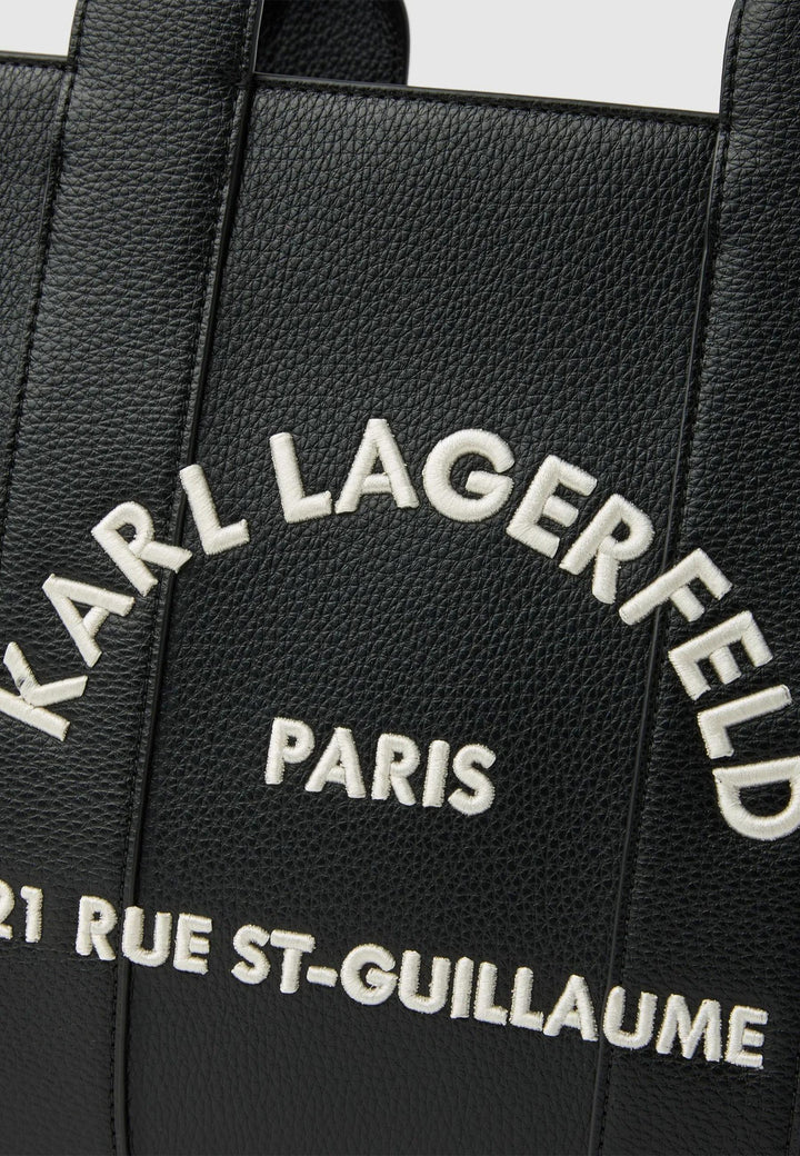 Karl Lagerfeld firkantet tote i hvidt og sort kornet læder