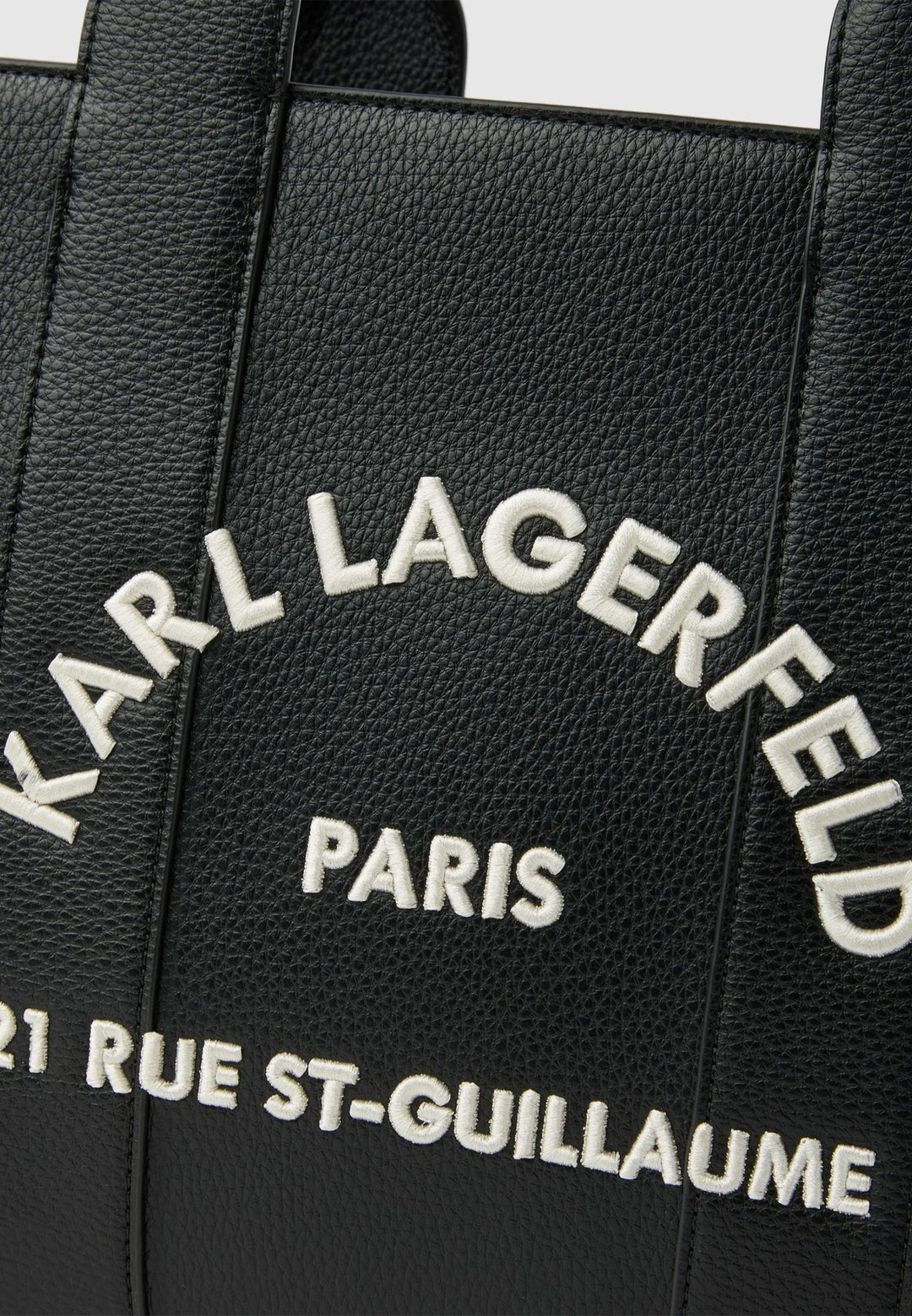 Karl Lagerfeld firkantet tote i hvidt og sort kornet læder