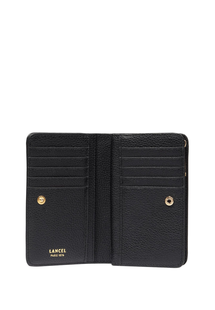 Lancel Enveloppe Portefeuille Rectangulaire Zippé Cuir Noir