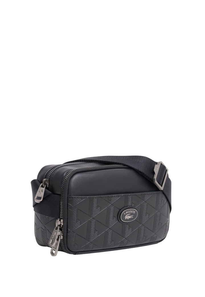 Lacoste Sacoche monogramme en cuir Noir