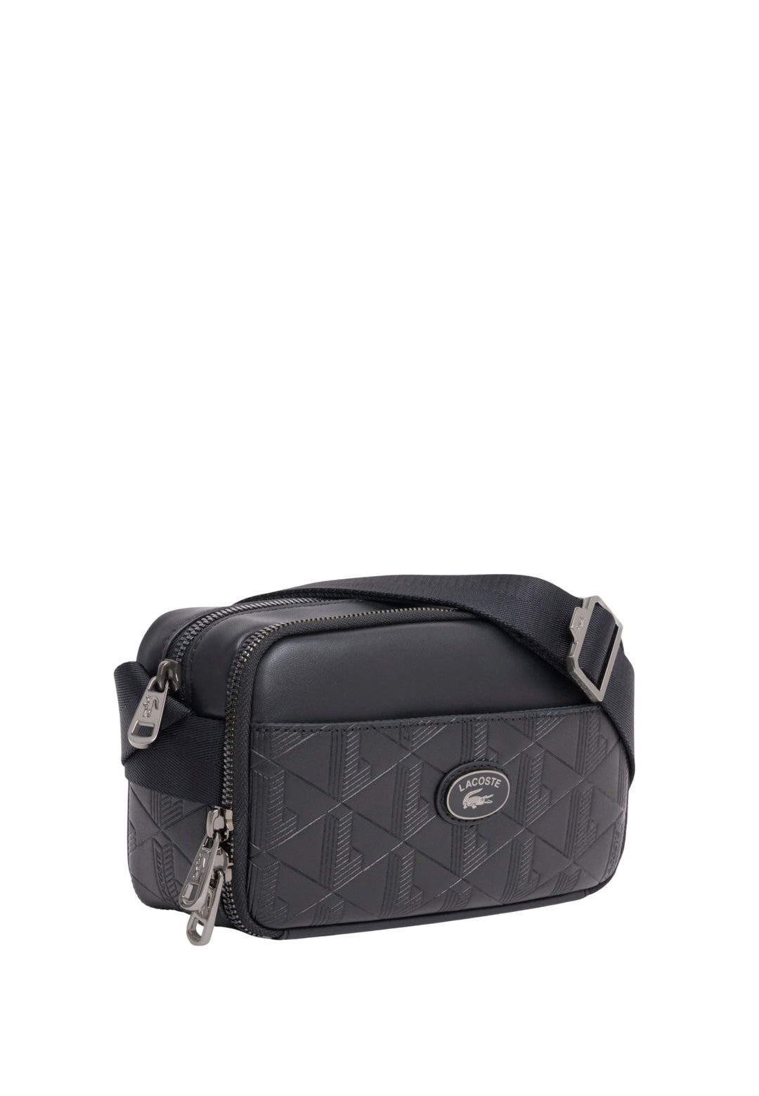 Lacoste Sacoche monogramme en cuir Noir