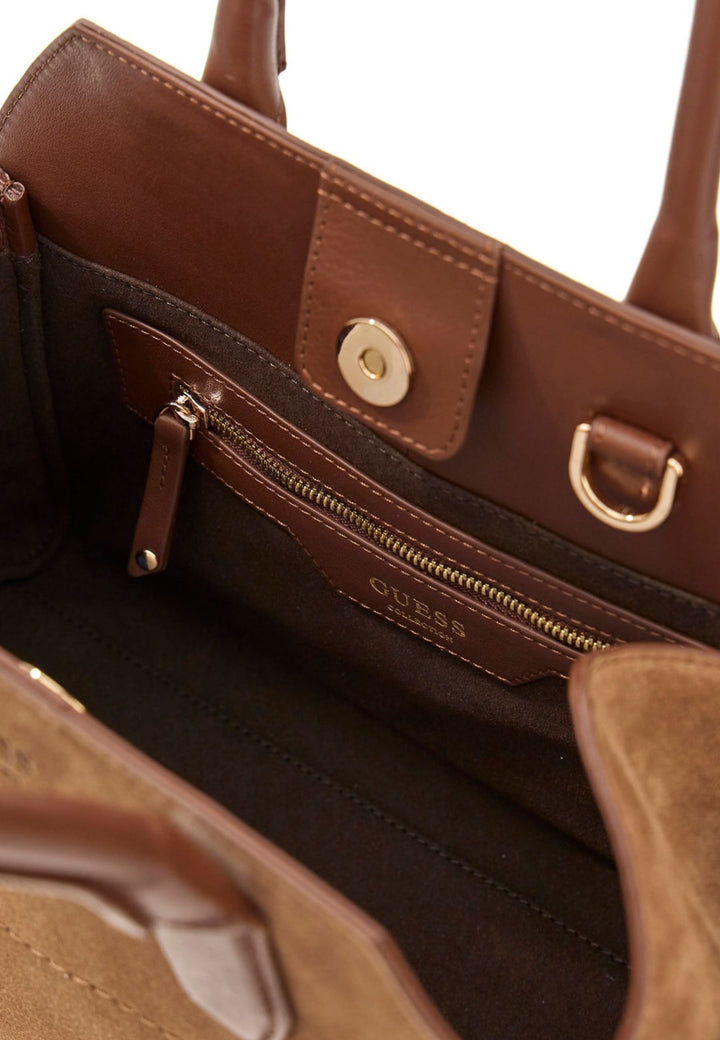 Guess Sac Bandoulière Yulia Small Satchel Chocolate