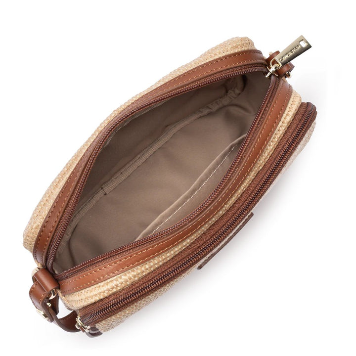 Lancaster Mini-Umhängetasche Osier Leder Cognac