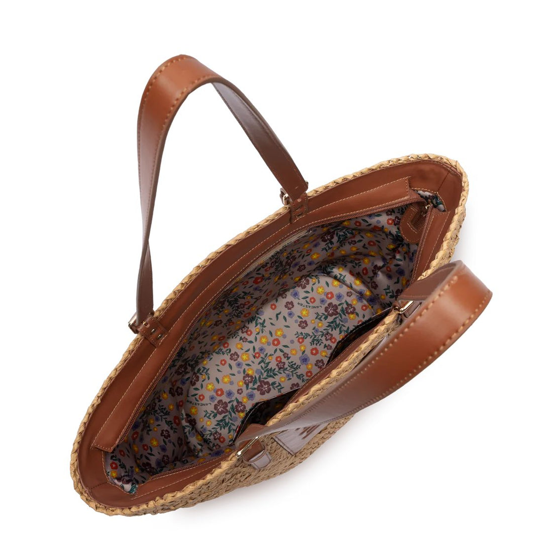Lancaster Sac Cabas Épaule Le Panier Cuir Cognac