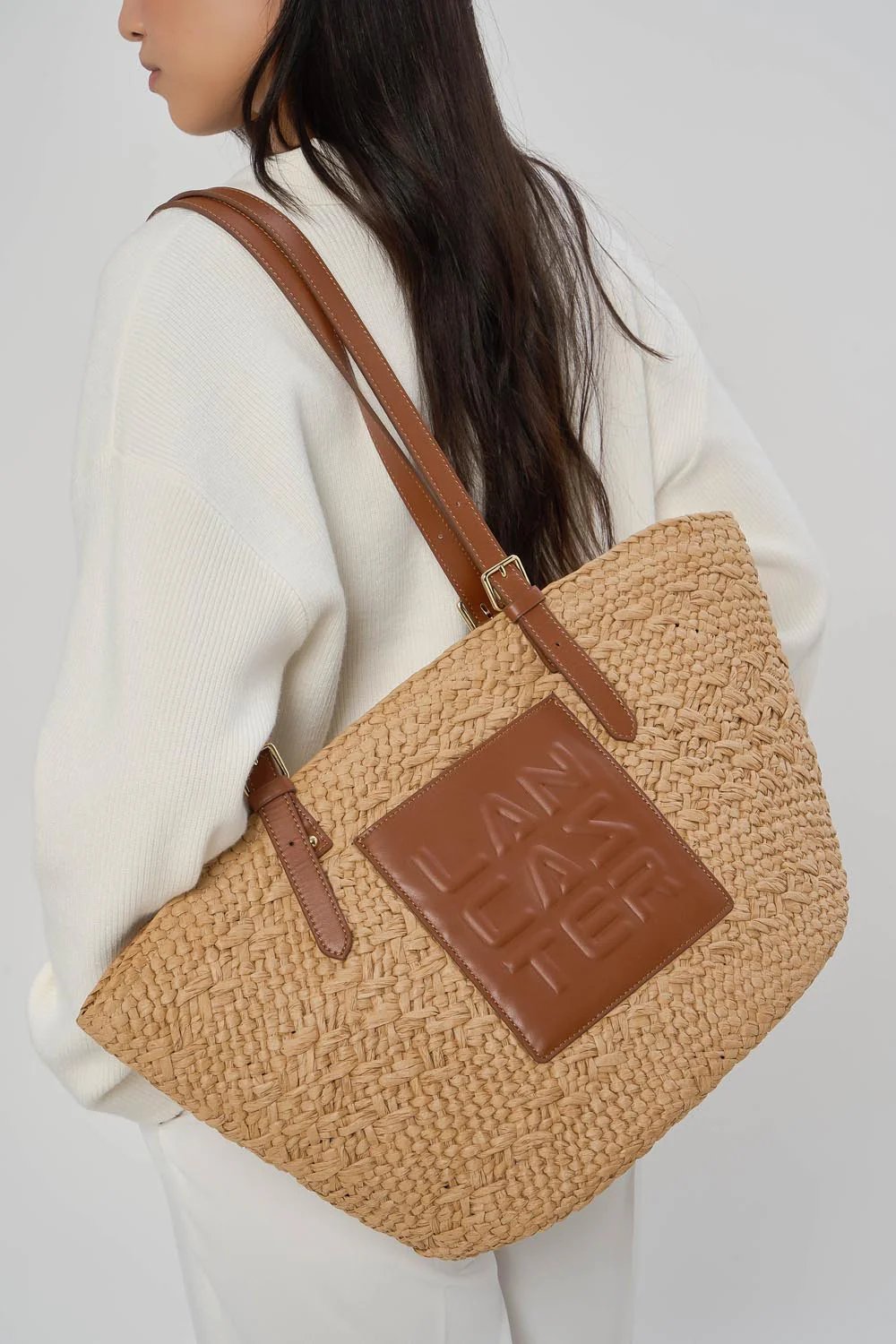 Lancaster Sac Cabas Épaule Le Panier Cuir Cognac