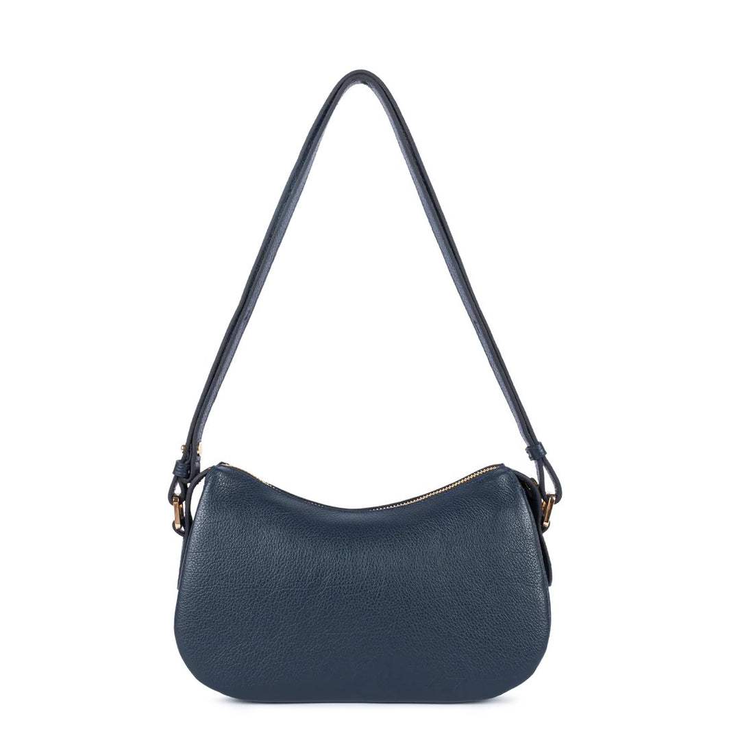 Lancaster Petit Sac Besace Dune Cuir Bleu Foncé
